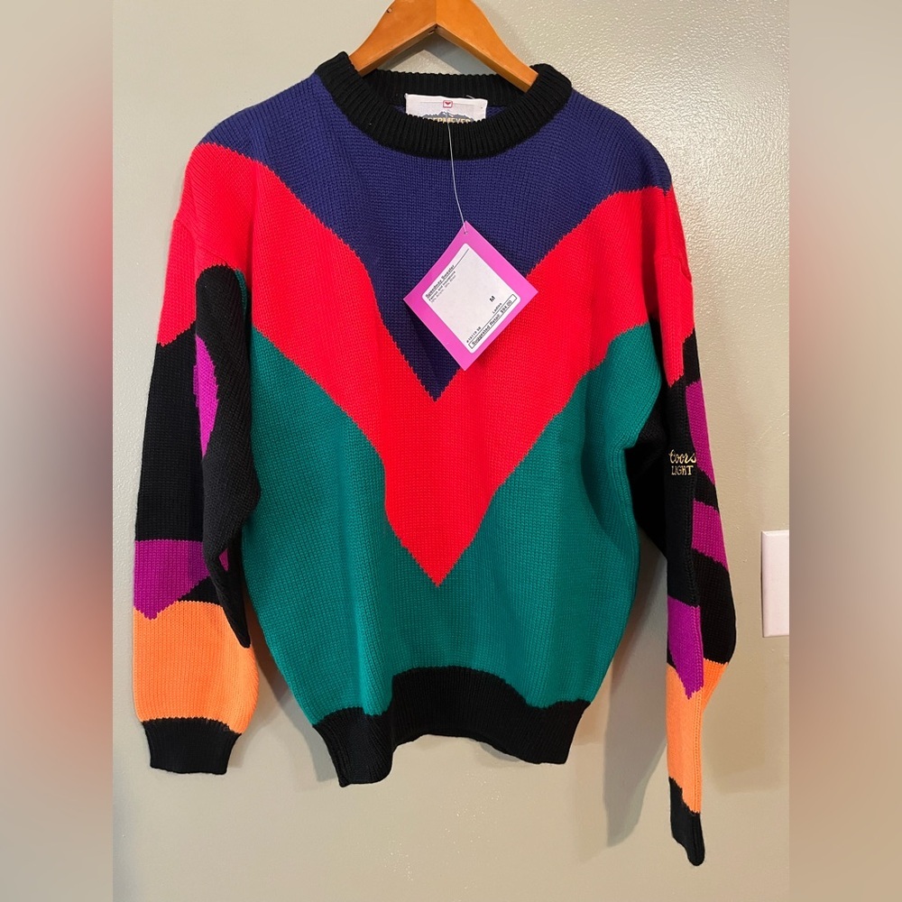 Vintage Obermayer Colorful Women's Ski Outdoor Sweater Wool Blend M NWT